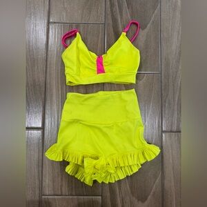 Neon Yellow and Pink Two-Piece Set